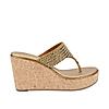 Rocia Women Antique Gold Embroidered Wedges