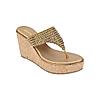 Rocia Women Antique Gold Embroidered Wedges