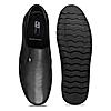 ID BLACK LEATHER MEN CASUAL SLIP-ON SHOES