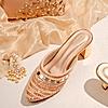 Rocia By Regal Rose Gold Women Hand Embroidered Block Heel Mules