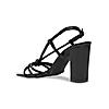 Rocia Black Women Knotted High Block Heel Sandals