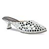 ROCIA SILVER WOMEN MIRROR WORK BLOCK HEEL MULE