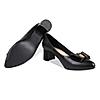 ROCIA BLACK WOMEN BLOCK HEEL PUMP WITH BOW EMBELLISHMENT