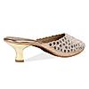 ROCIA CHAMPAGNE WOMEN MIRROR WORK BLOCK HEEL MULE