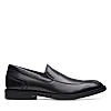Clarks Mens Un Hugh Step Black Leather Formal Slip On Shoes