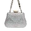 Rocia By Regal Silver Women Patterned Diamond Studded Metal Clutch