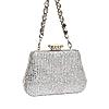 Rocia By Regal Silver Women Patterned Diamond Studded Metal Clutch