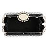 Rocia By Regal Silver Women Patterned Diamond Studded Metal Clutch