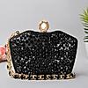 Rocia By Regal Black Women Diamond Encrusted Metal Clutch