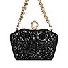 Rocia By Regal Black Women Diamond Encrusted Metal Clutch