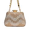 Rocia By Regal Gold Women Patterned Diamond Studded Metal Clutch