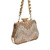 Rocia By Regal Gold Women Patterned Diamond Studded Metal Clutch