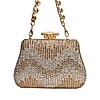 Rocia By Regal Gold Women Patterned Diamond Studded Metal Clutch