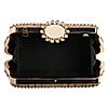 Rocia By Regal Gold Women Patterned Diamond Studded Metal Clutch