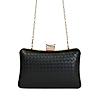 ROCIA Black Women Woven Textured Metallic Clutch