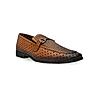 Regal Tan Men Laser Cut Textured Leather Slip Ons