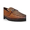 Regal Tan Men Laser Cut Textured Leather Slip Ons