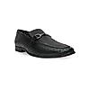 Regal Black Men Laser Cut Textured Leather Slip Ons