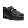 Regal Black Men Laser Cut Textured Leather Slip Ons