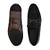 Regal Black Men Laser Cut Textured Leather Slip Ons