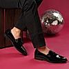 Imperio Black Mens Patent Leather Tasseled Slip Ons