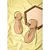 ROCIA Beige Women T-Strap Casual Flat Sandals