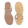 ROCIA Beige Women T-Strap Casual Flat Sandals