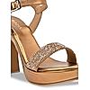 Rocia By Regal Antique Gold Women Diamante Embellished Block Heel Stilettos