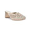 Rocia By Regal Gold Women Hand Embroidered Block Heel Mules