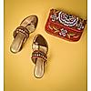 Rocia Maroon Women Mirror Work Sandals