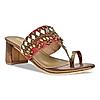 Rocia Maroon Women Mirror Work Sandals