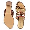 Rocia Maroon Women Mirror Work Sandals