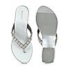 Rocia Silver Women Diamond Studded Box Heel Sandals