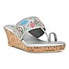 Rocia Silver Women Hand Embroidered Wedges