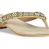 Rocia Gold Women Diamond Studded Box Heel Sandals