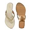 Rocia Gold Women Diamond Studded Box Heel Sandals