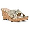 Rocia Gold Women Criss Cross Woven Platform Heels