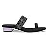 Rocia Black Women Diamond Embellished Box Heel Sandals