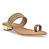 Rocia Antique Gold Women Diamond Embellished Box Heel Sandals