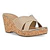 Rocia Beige Women Criss Cross Woven Platform Heels