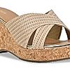 Rocia Beige Women Criss Cross Woven Platform Heels