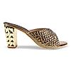 Rocia Antique Gold Women Embroidered High Block Heel Sandal