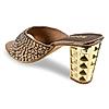 Rocia Antique Gold Women Embroidered High Block Heel Sandal