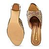 Rocia Antique Gold Women Embroidered High Block Heel Sandal