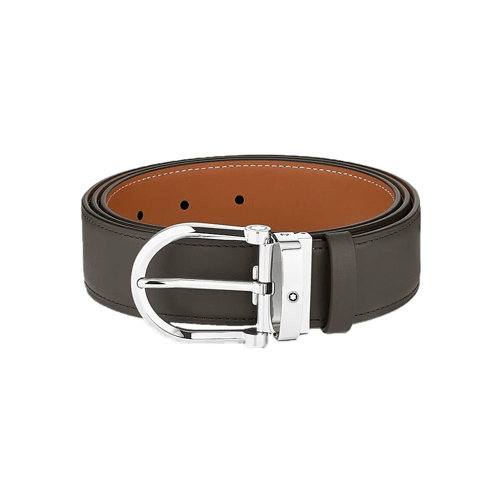 Montblanc Horseshoe buckle black/blue 30 mm reversible leather belt