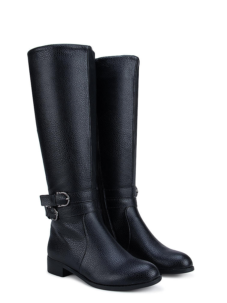 Black Textured Knee High Boots