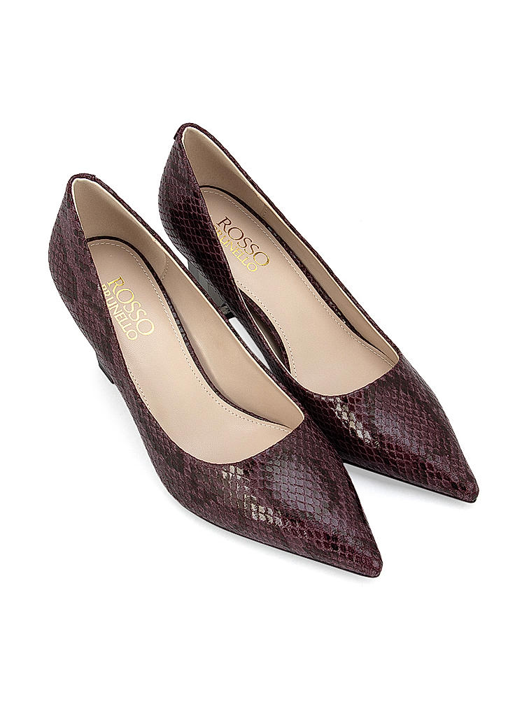 Burgundy Textured Pointed Toe Pumps