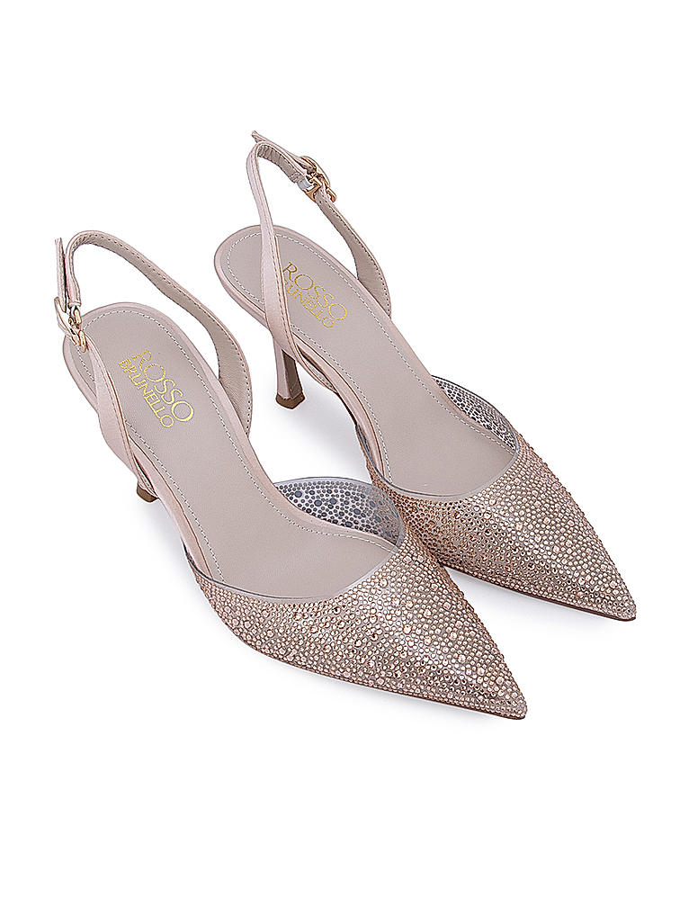 Gold Sequined Pointed Toe Heels