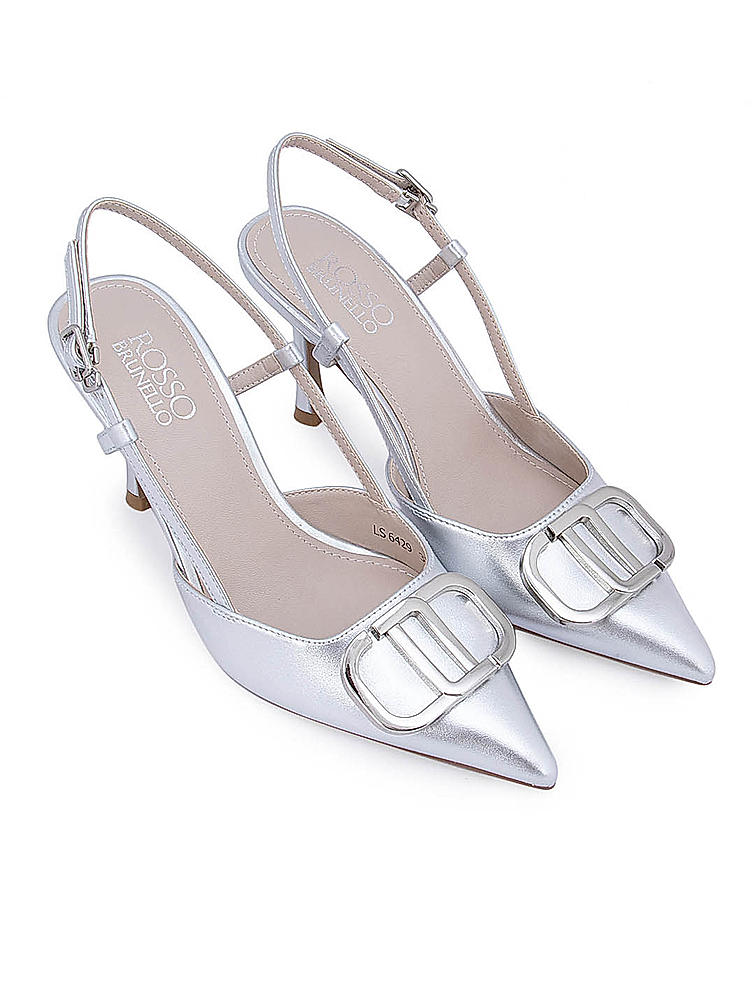 Silve Pointed Toe Slingback Heels