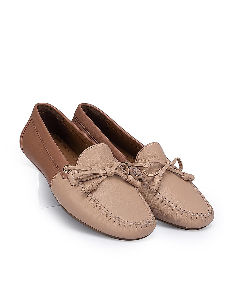 Nude Moccasins With Bow Detail